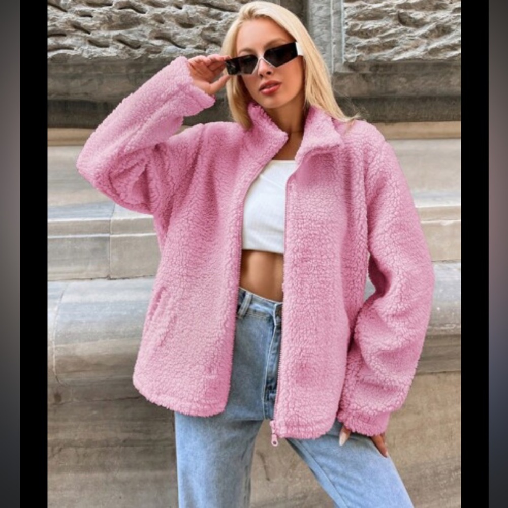 💕Cozy Shein Baby Pink Sherpa Jacket 4XL Plus Size